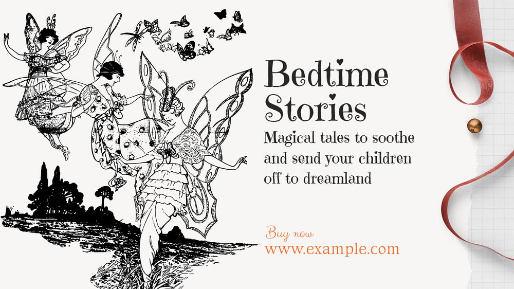 Bedtime stories blog banner template, editable text