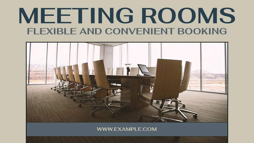 Meeting rooms blog banner template, editable text