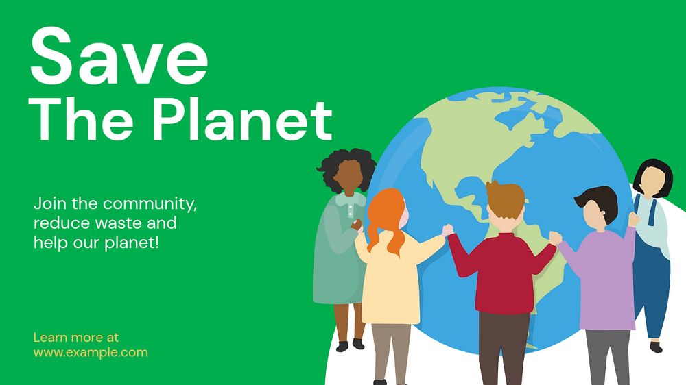 Save the planet blog banner template, editable text