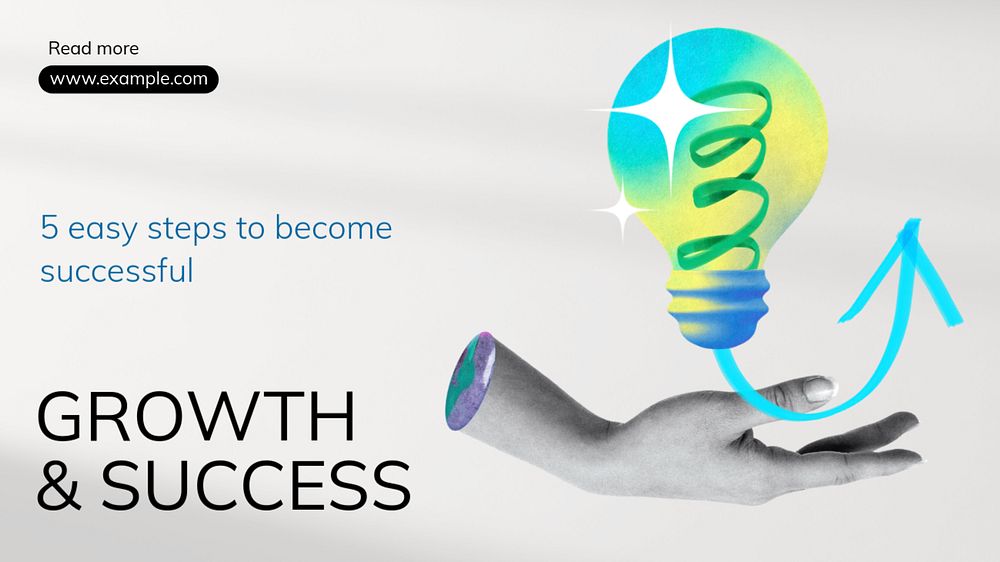 Growth and success  blog banner template, editable text