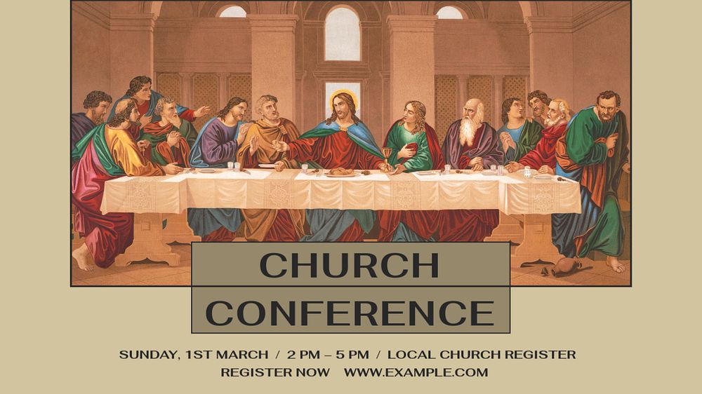 Church conference blog banner template, editable text