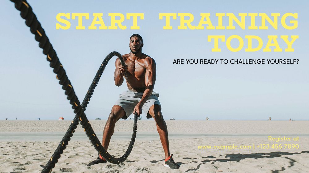 Training & fitness blog banner template, editable text