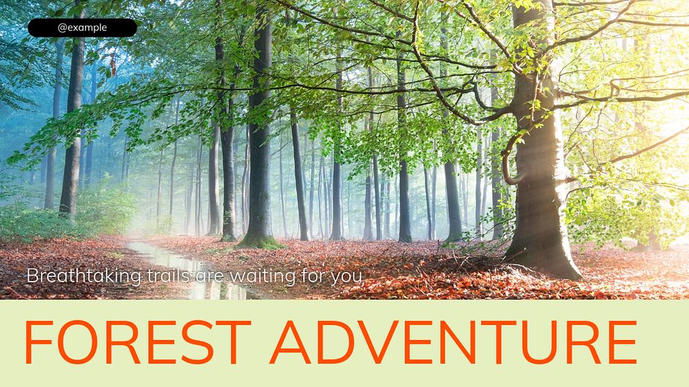 Forest adventure blog banner template, editable text