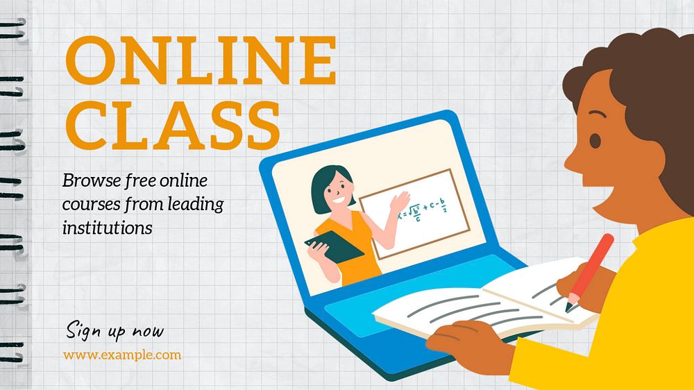 Online class blog banner template, editable text