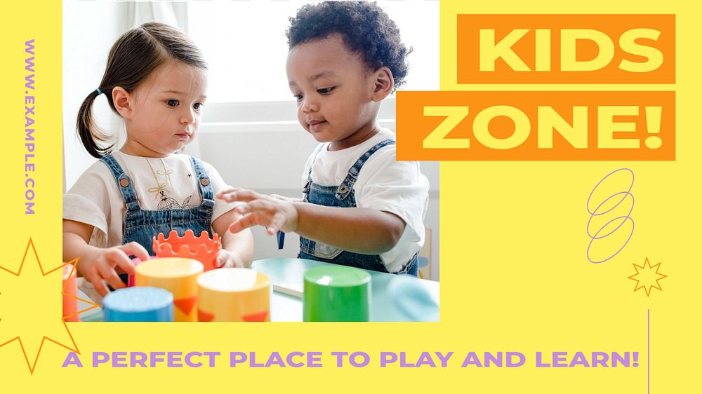 Kids zone blog banner template, editable text