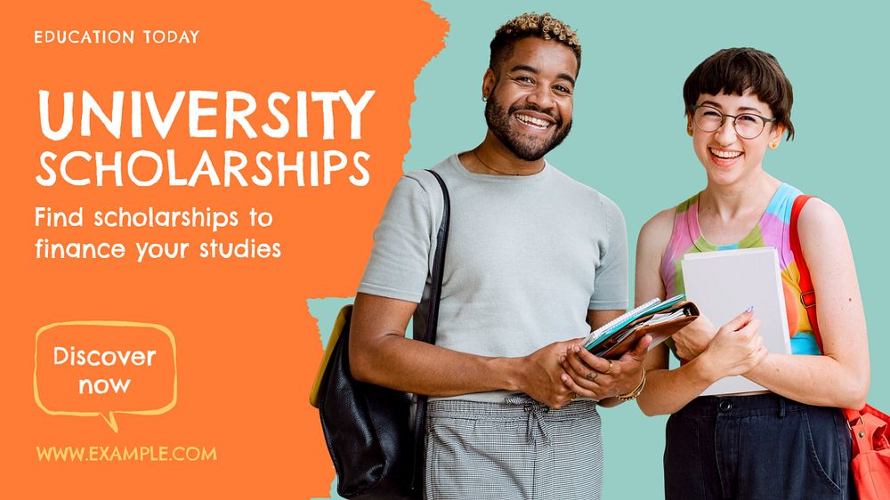 University scholarship blog banner template, editable text