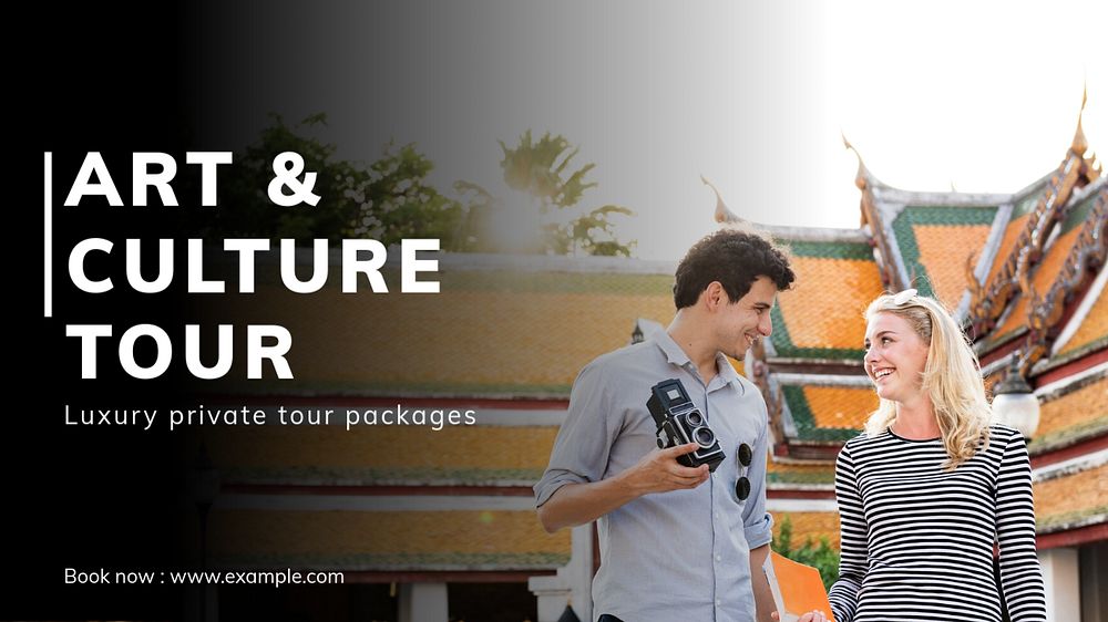 Art & culture tour blog banner template, editable text