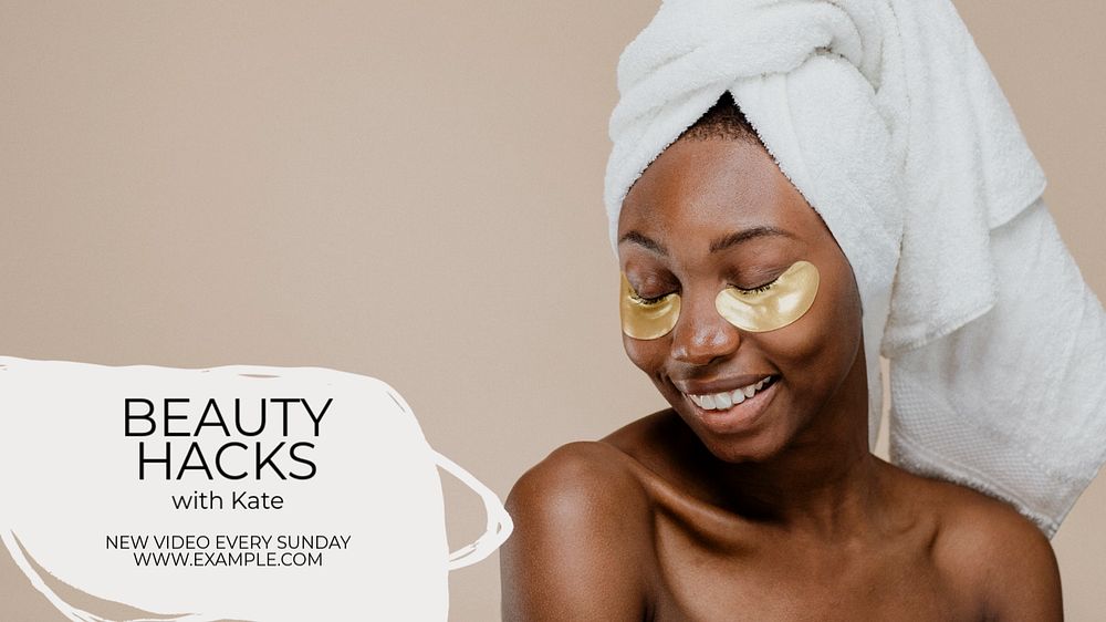 Beauty hacks blog banner template, editable text