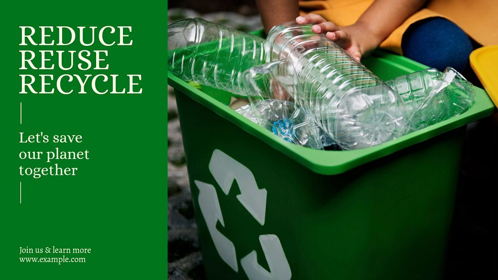 Reduce reuse recycle blog banner template, editable text