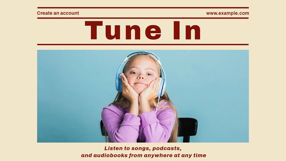 Tune in blog banner template, editable text