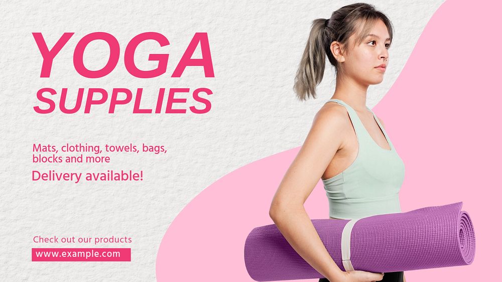 Yoga supplies shop blog banner template, editable text