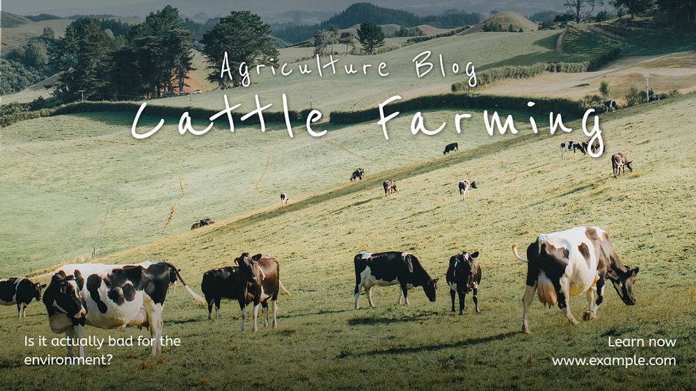 Cattle farming blog banner template, editable text