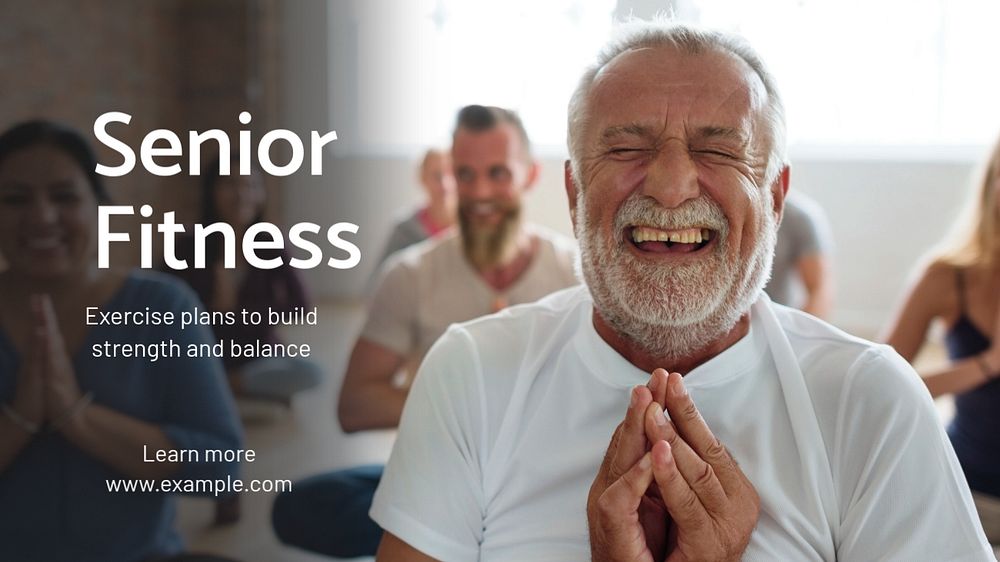 Senior fitness blog banner template, editable text