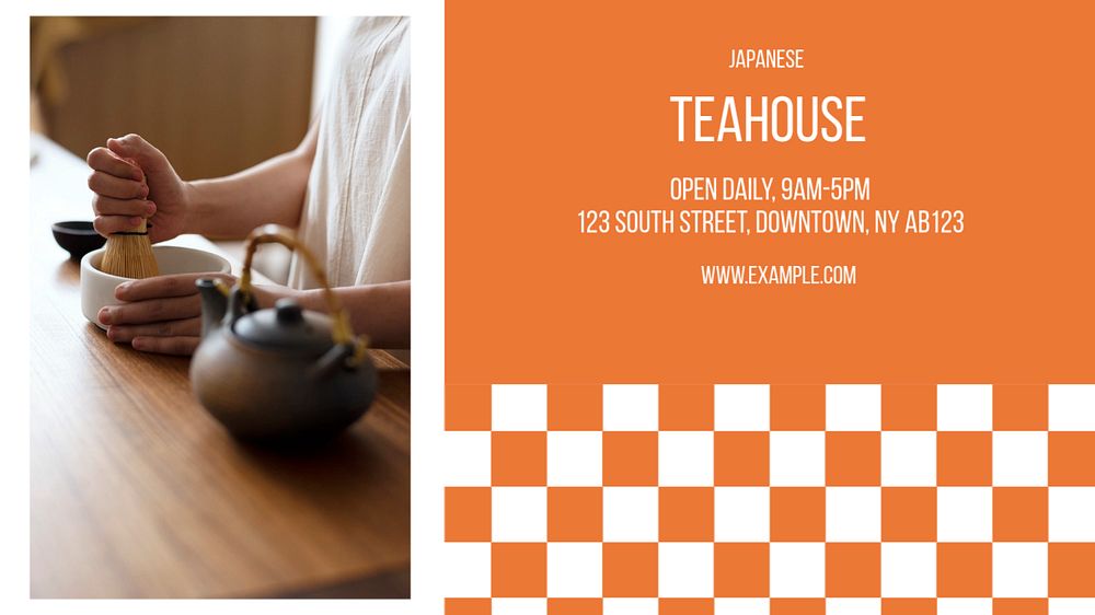 Japanese teahouse blog banner template, editable text