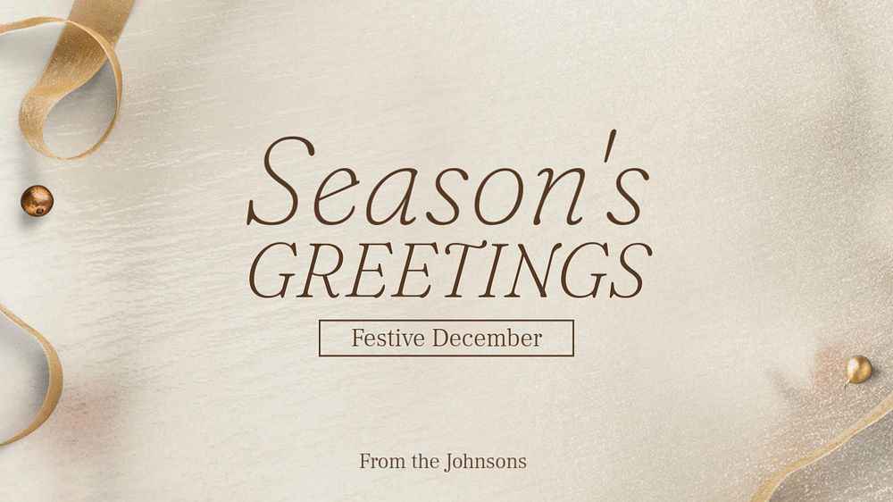 Season's Greetings blog banner template, editable text