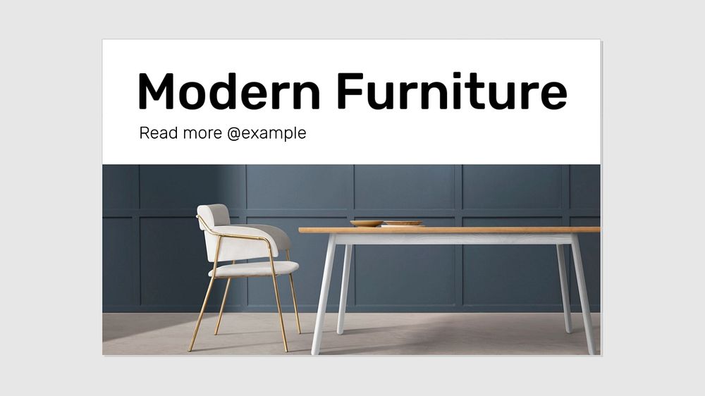 Furniture blog banner template, editable text