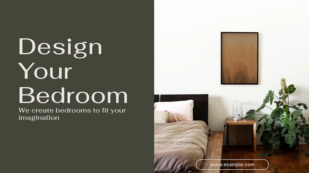 Bedroom design blog banner template, editable text