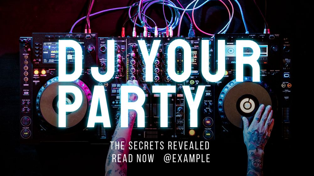 DJ your party blog banner template, editable text