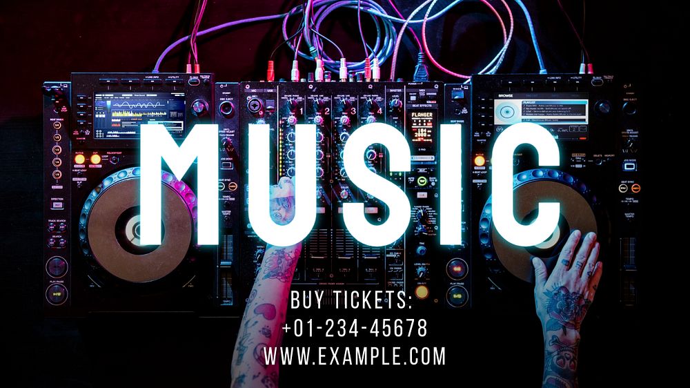 Music festival blog banner template, editable text