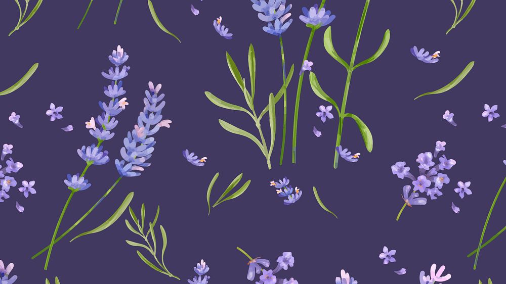 Lavender desktop wallpaper, editable watercolor flower design