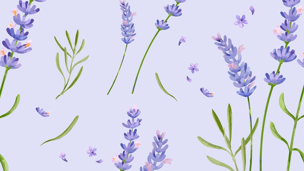 Watercolor lavender desktop wallpaper, editable flower design