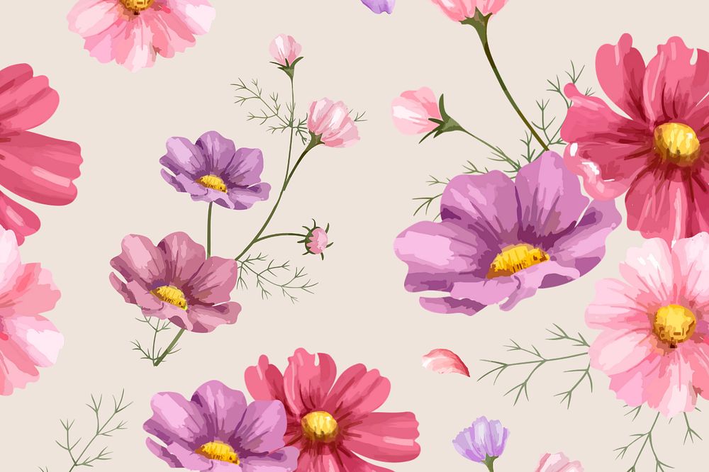 Editable watercolor colorful flower background