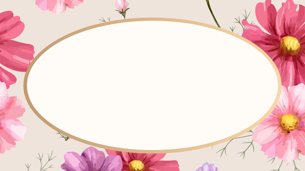 Watercolor colorful flower oval frame, editable design