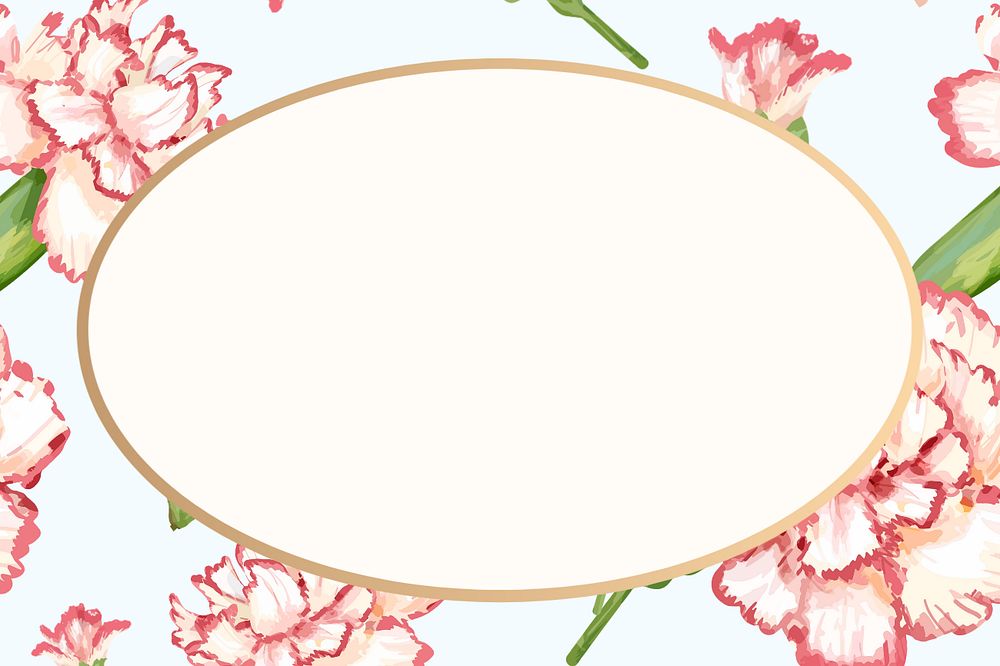 Watercolor carnation oval frame, editable flower design