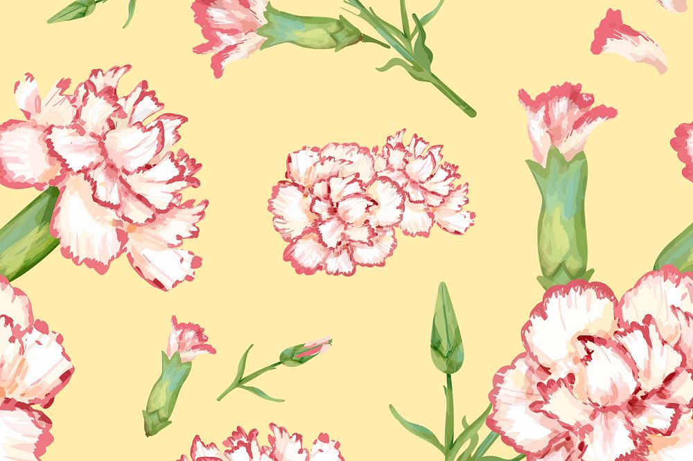 Watercolor carnation pattern background, editable flower design