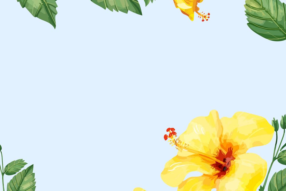 Watercolor yellow hibiscus background, editable flower design