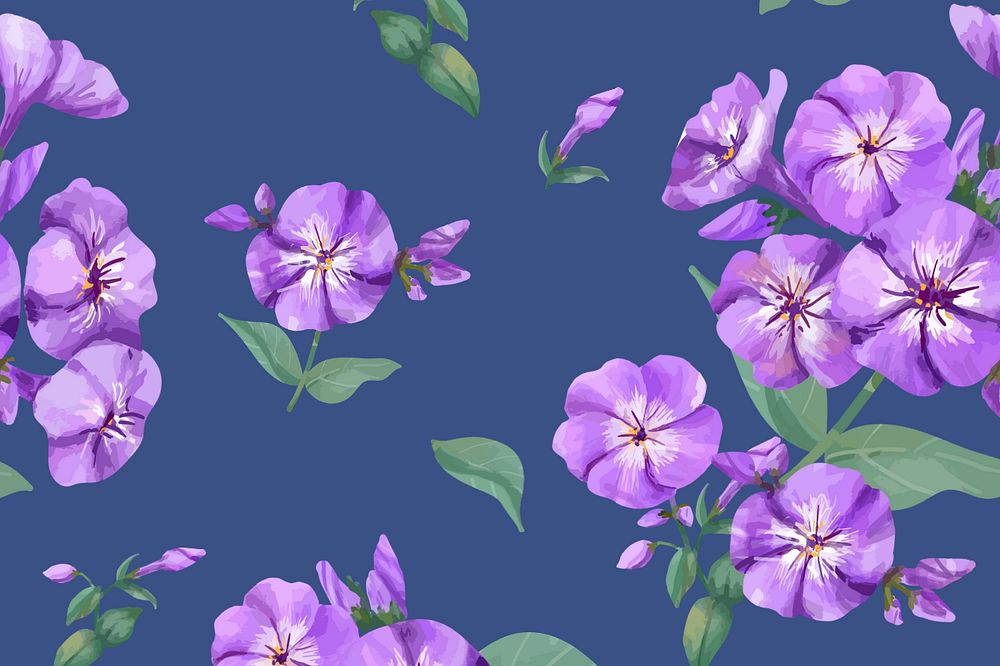 Watercolor purple phlox pattern background, editable flower design