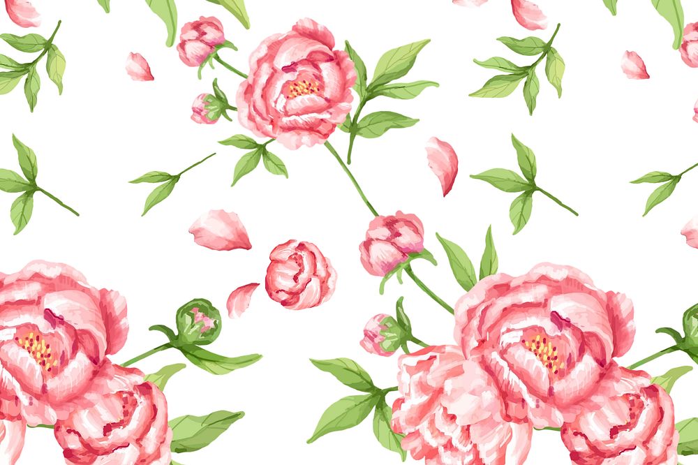 Watercolor pink peony pattern background, editable flower design