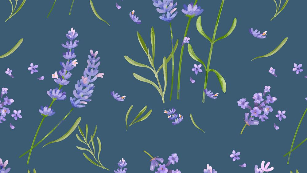 Watercolor lavender desktop wallpaper, editable flower design