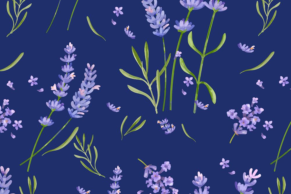 Watercolor lavender pattern background, editable flower design