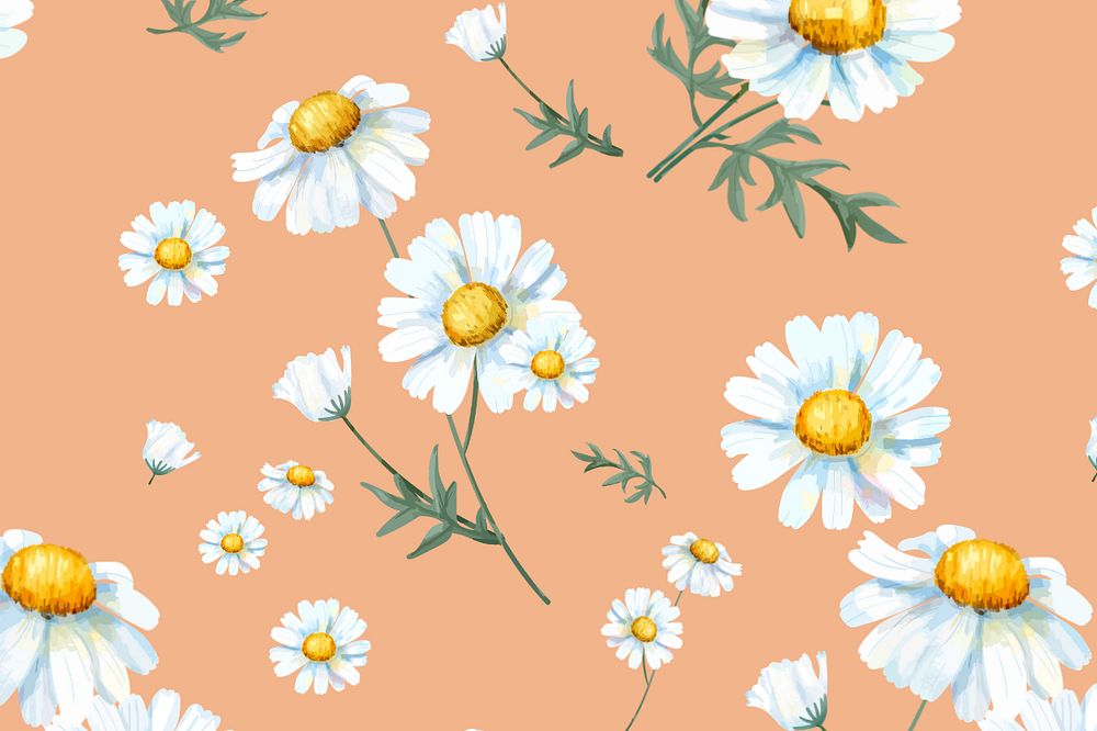 Watercolor chamomile pattern background, editable flower design