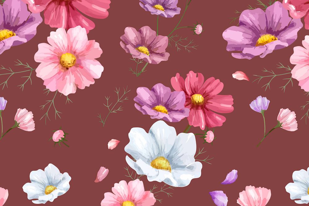 Watercolor colorful flower background, editable design