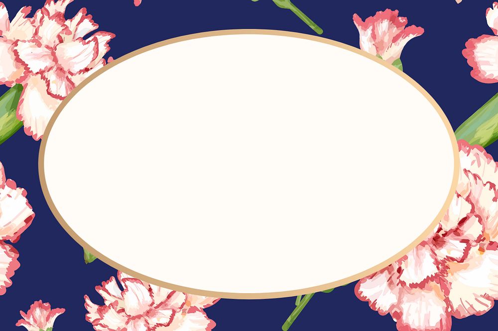 Watercolor carnation oval frame, editable flower design