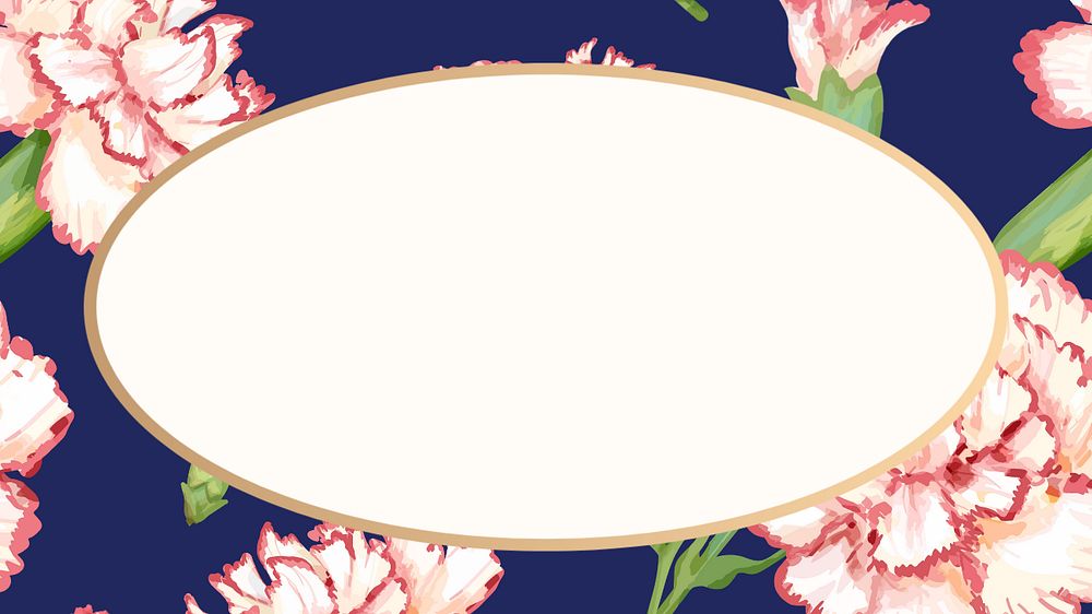 Editable oval floral frame, watercolor carnation design