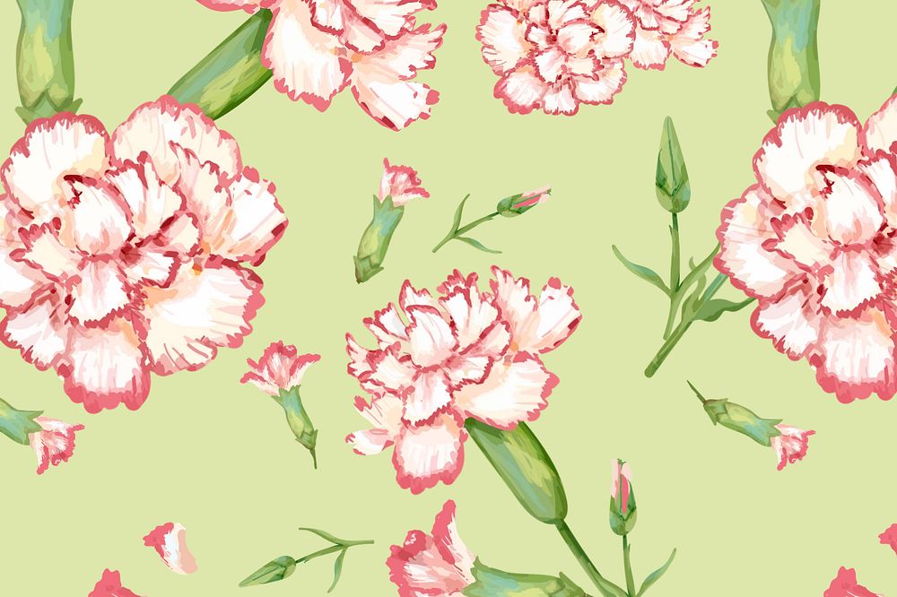 Watercolor carnation pattern background, editable flower design