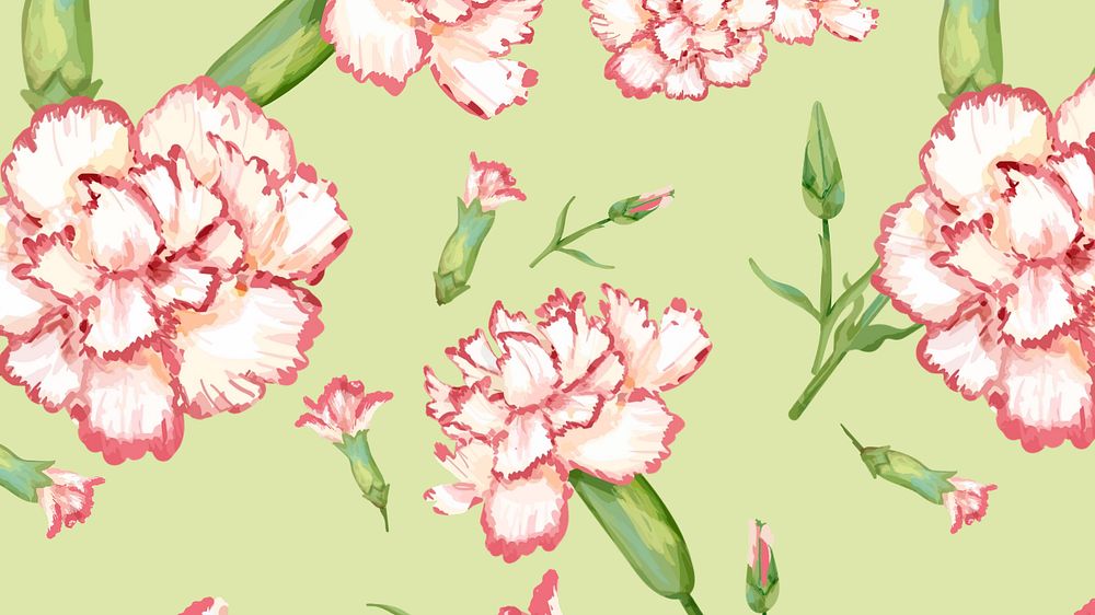 Watercolor carnation desktop wallpaper, editable flower design