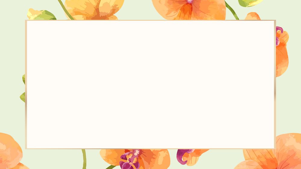 Editable floral frame, watercolor orange orchid design