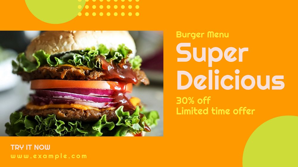 Burger menu  blog banner template, editable text