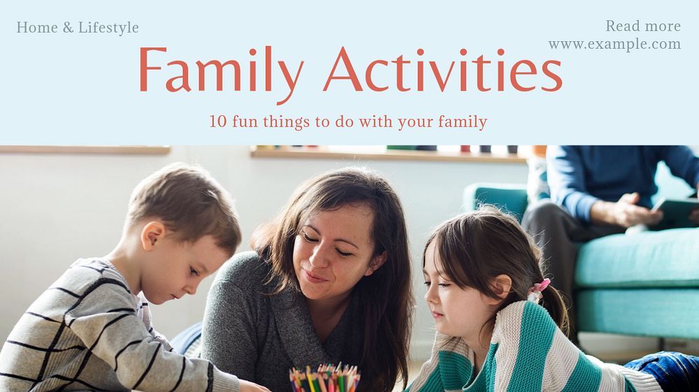 Family activities Facebook cover template, editable design