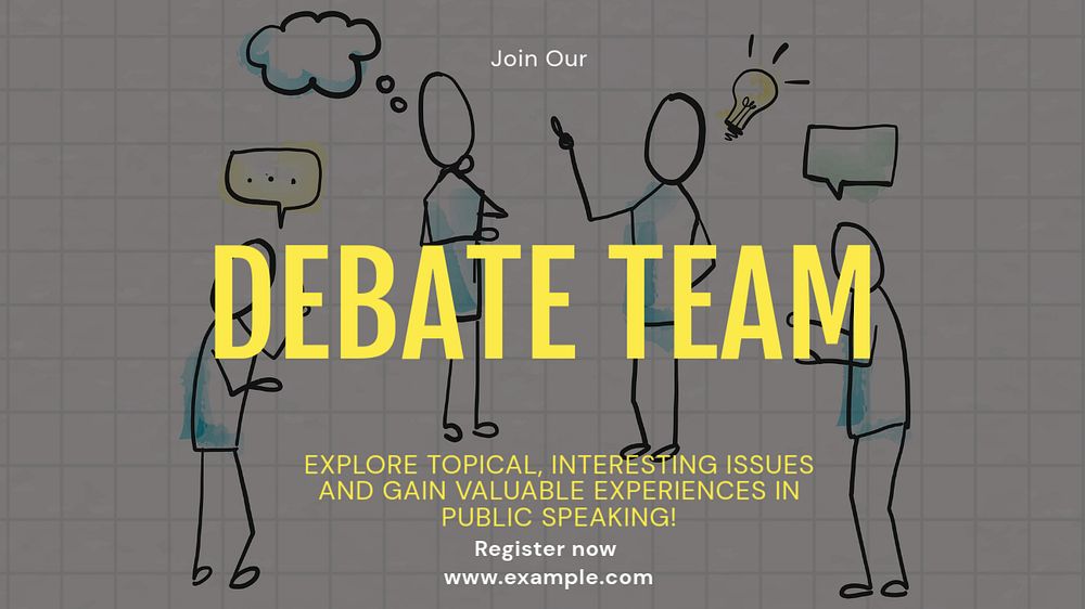 Debate team blog banner template, editable text