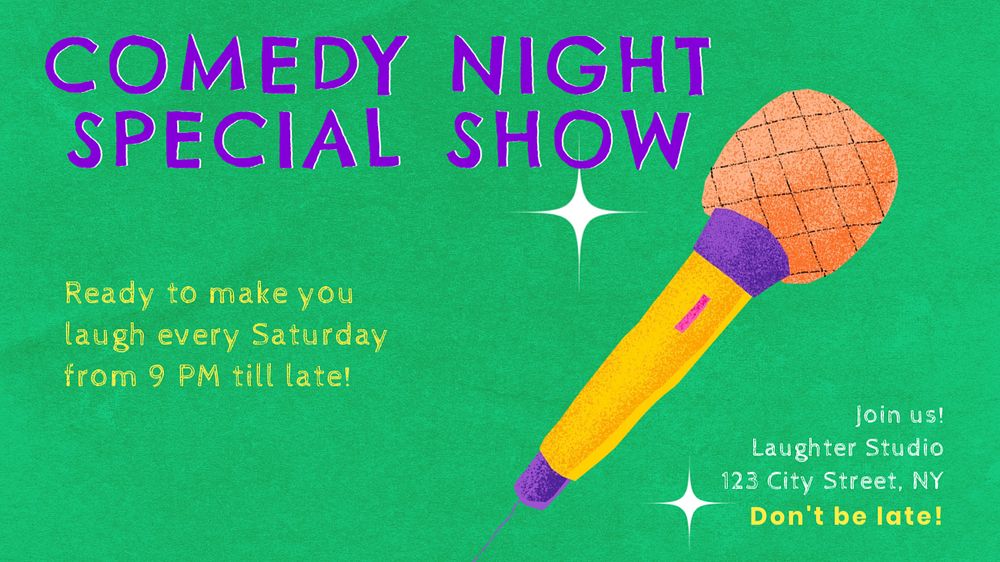 Comedy night special  blog banner template, editable text