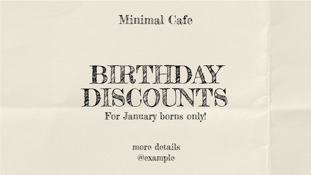 Birthday discount blog banner template, editable text