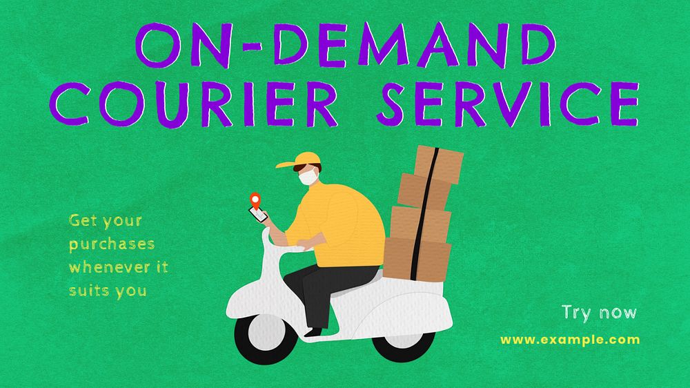 Courier service blog banner template, editable text