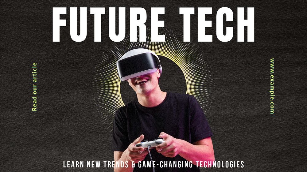 Future technology blog banner template, editable text