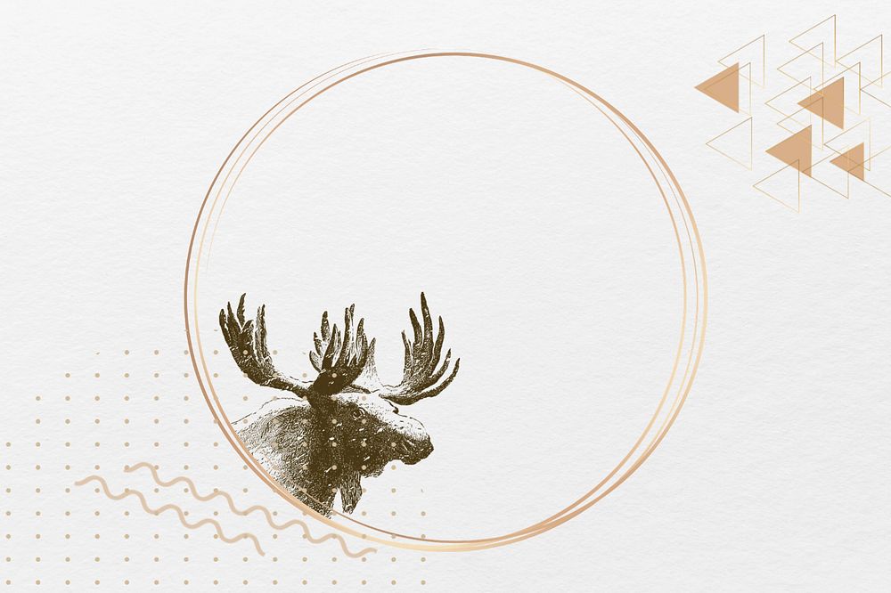 Aesthetic moose frame background, circle shape editable design