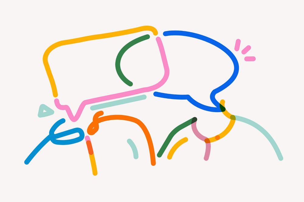 Speech bubble doodle, white background, editable design